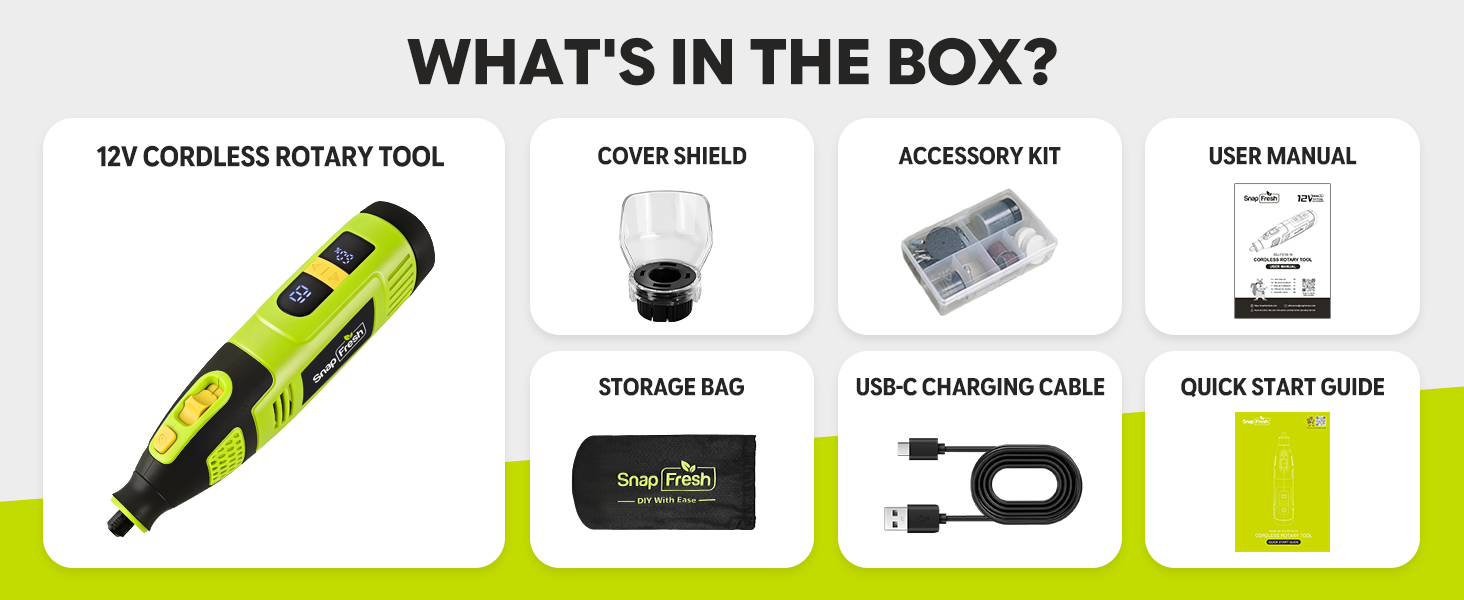 SnapFresh 12V Cordless Rotary Tool Kit