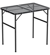 GARLLEN Folding Grill Table, 2 Adjustable Height Lightweight Camping Table with Heat-Resistant Me...