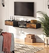 HOOBRO Floating TV Stand with Power Outlet 55", Modern Wall Mounted Media Console Shelf Cabinet f...