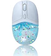 Wireless Mouse Cute Bluetooth Clear Aqua Water Mice,Glitter Liquid Sand Silent Aesthetic Transpar...