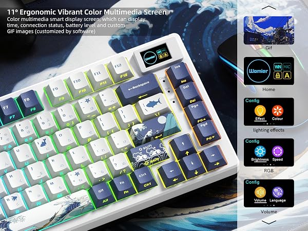75% Keyboard with Color Multimedia Display Gaming Keyboard