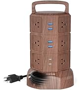 JACKYLED Power Strip Tower Surge Protector with 6.5ft Extension Cord 6 USB Ports and 12 AC Outlet...