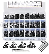 840PCS Metric M2 M3 M4 M5 Hex Socket Flat Head Screws Bolts Nuts Washers Assortment Kit with Stor...