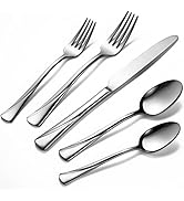 Alata Alice 20-Piece Silverware Set Stainless Steel Flatware Set,Service for 4,Mirror Polished Cu...