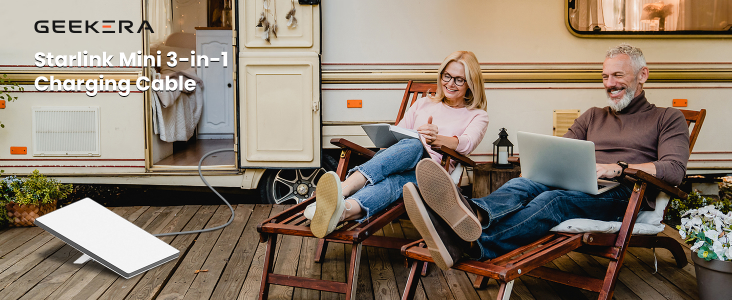 GEEKERA 3 in 1 Starlink Mini Cable USB C / Car Charger / DC to DC Starlink Replacement Cable