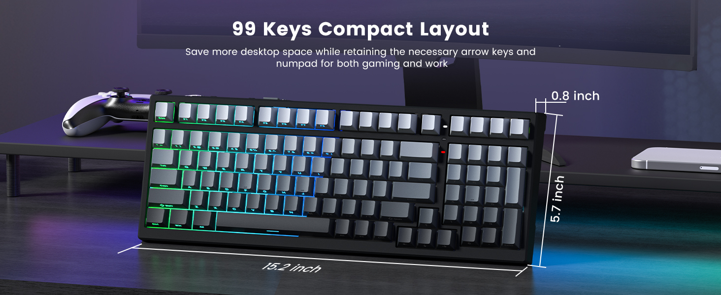 keyboard with a 99 - key compact layout