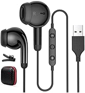 USB Earbuds for PC, USB Headphones with Microphone for Computer,Wired USB Headset with Mic Audio ...