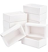 BENECREAT 12 Pack 7x5x1.5 Inch White Rectangle Drawer Kraft Boxes with PVC Plastic Window for Par...