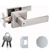 JO.KO Entry Door Lock Set, Square Door Lever for Bedroom, Passage Door Privacy Locking Interior/E...