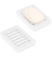 Topsky 2Pcs Soap Dish Holder, Non-Slip Bathroom Accessories Silicone Soap Case Saver, Sink Deck B...