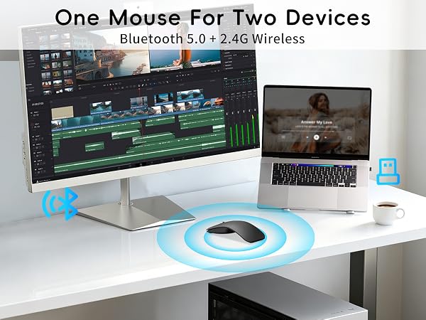 Bluetooth Arc Travel Mouse BT &amp; USB Wireless Dual Mode Silent Computer Mice