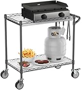 Leteuke 2 Tier Outdoor Grill Table, Heavy Duty 900LBS Grill Cart on Wheels, NSF Certified Grill S...