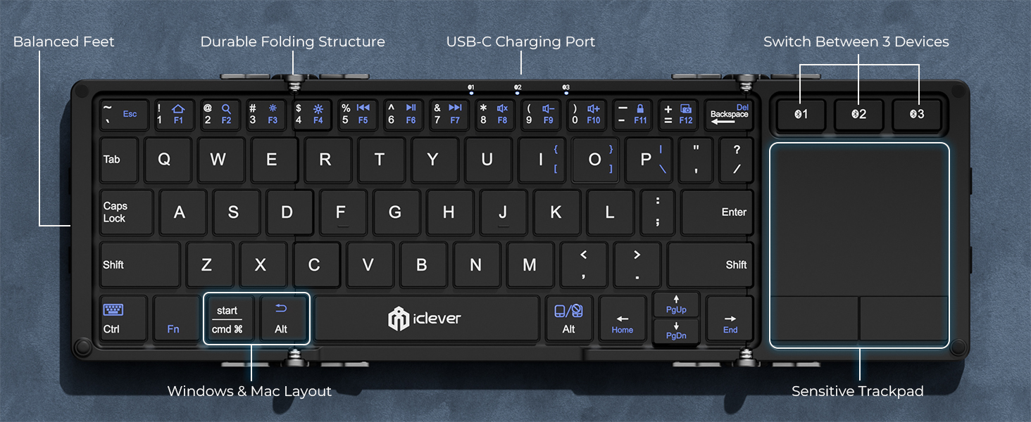 Foldable Keyboard with Touchpad