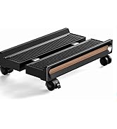 Adjustable Rolling Computer Cart with Wheels - PC Tower Stand Mobile CPU Floor Cart for Gaming De...