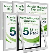 VAIIGO Acrylic Sign Holder 8.5" x 11" Wall Mount, Self Adhesive Magnetic Display Frame with Nano ...