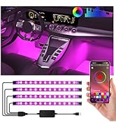 Car Led Lights Interior with Smart APP Control, Sync Music,DIY Mode,Multicolor led Car Interior L...