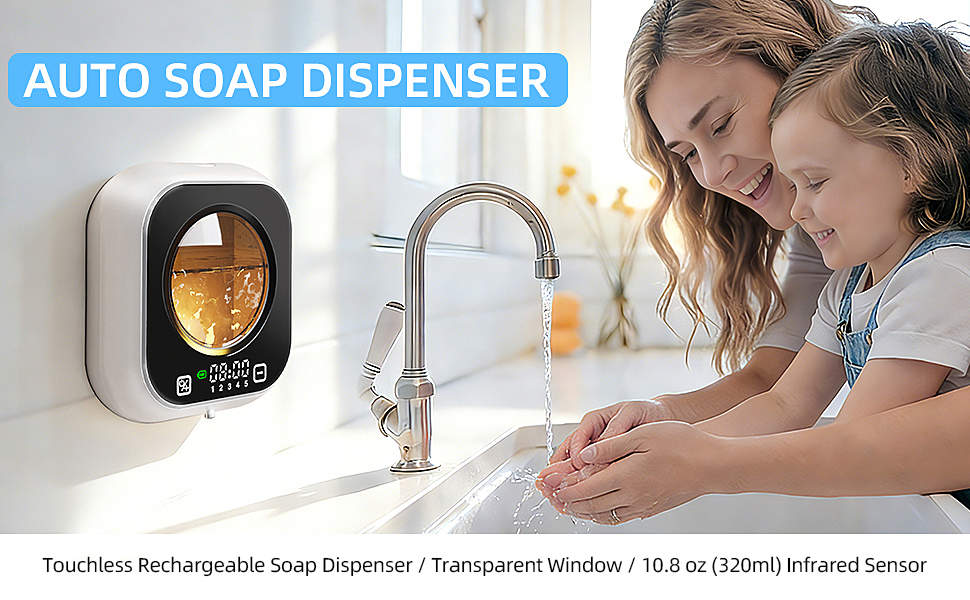 Cradiroses wall-mounted automatic soap dispenser:adjustable soap levels,320ml capacity