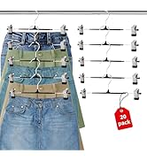ZHLZHL Pants Hangers with Clips Adjustable Heavy Duty Non-Slip Skirt Hangers, Space Saving Clips ...