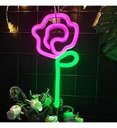ENUOLI Pink Rose LED Neon Sign, USB/Battery Powered, 11x5.5 inch, Home Decor, Party Lamp, Valenti...