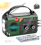 20000mAh Emergency Weather Radio, AM/FM/NOAA Solar Hand Crank Radio with 3 Mode Flashlight, Bluet...