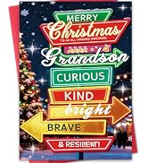 Hongshan Christmas Card for Grandson,Christmas Holiday Card,Great Xmas Gifts Idea from Grandma Gr...