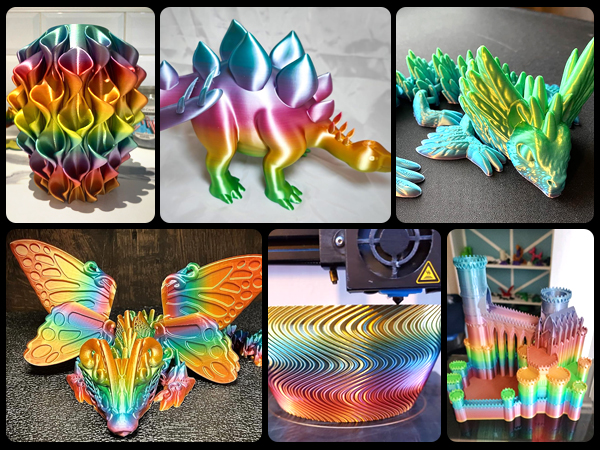 silk 3d printer filament bundle multicolor silk rainbow filament shiny silk PLA filament