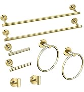 Cilee 8 Piece Brushed Gold Bathroom Hardware Set , 24inch Bathroom Towel bar+Towel Ring+Toilet Pa...