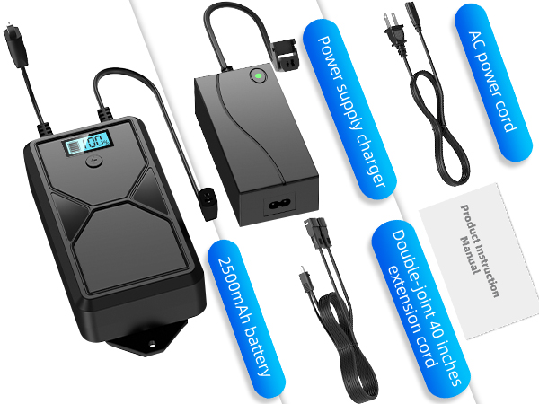 Battery Pack for Reclining Furniture with Charger 2-Pin 2500mAh Recliner Battery Pack Rechargeable