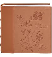 Golden State Art Photo Album holds 4x6 200 Horizontal Pictures with Memo Space, Leather Vintage C...