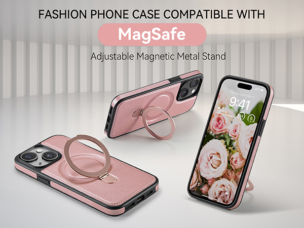 case with stand pu leather compatible with magsafe