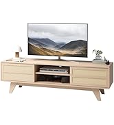 Claiks Boho TV Stand for 65 Inch TV, Modern Entertainment Center with 2 Rattan Storage Cabinets &amp;...