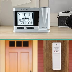 Lacrosse, la crosse, 616-12667, projection, atomic, self-set, alarm clock, time, digital, temp