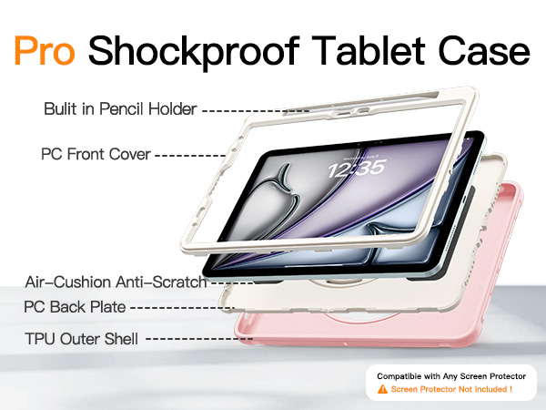 Pro Shockproof Protection: Heavy-duty 3-in-1 with air-cushion layer defends against drops