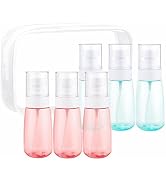 Vonpri 6 Pack Small Spray Bottle Travel Size 2oz/60ml with PVC Zip bag, Leak Proof Fine Mist Mini...