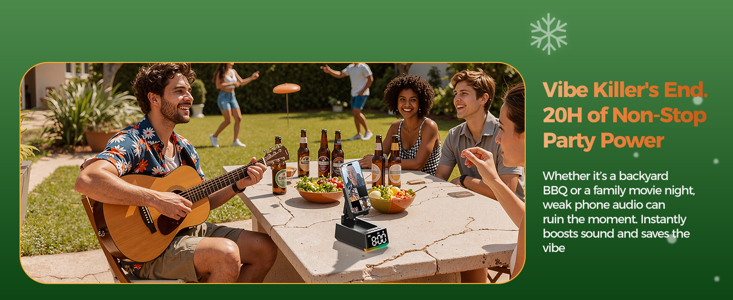 20Hours Playtime bluetooth speaker with phone stand