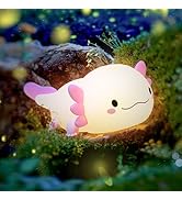 UNEEDE Axolotl Night Light for Kids,Animal Silicone Nursery Night Lamp, Rechargeable Table Lamp B...