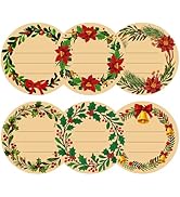 G2PLUS 120Pcs Christmas Gift Stickers - 2 Inch Round Kraft Paper Christmas Holiday Wreath Labels ...