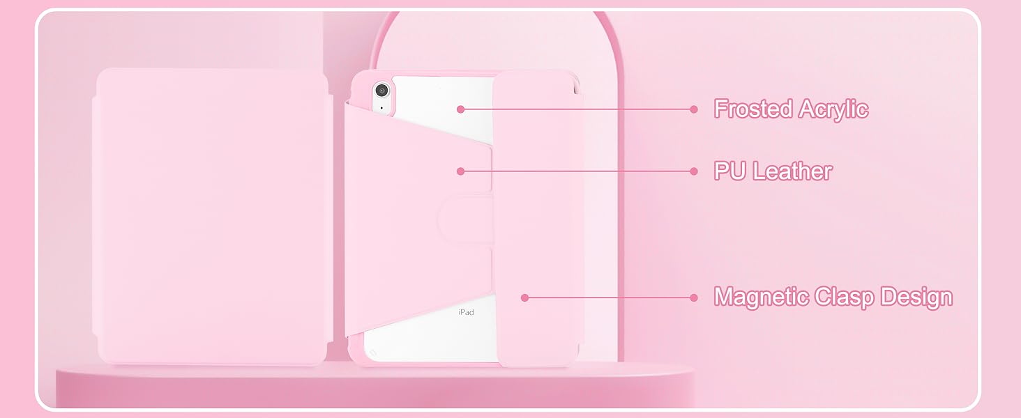 iPad 10th Gen Rotating Keyboard Case - Pink-5