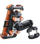 JOYROOM Motorcycle Phone Mount Holder - [Dual Vibration Dampener] [Metal Adjustment Arm] Orange