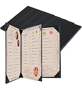 FLKQC Restaurant Menu Covers Holders 8.5" x 11" | Pack of 5 Synthetic Leather Triple Fold Panels ...