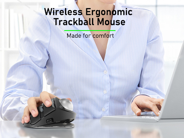 Wireless Ergonomic Trackball Mouse