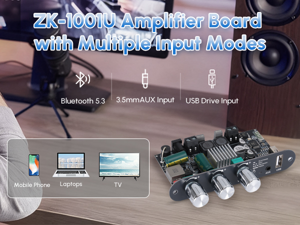 ZK-1001U Mono Amplifier Board Bluetooth 5.3 with TWS