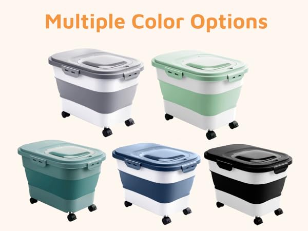 Collapsible Food Storage Containers with Rolling Wheel Airtight Locking Lid