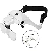 Bysameyee Magnifying Glass with Light for Close Work, Rechargeable Lighted Head-Mounted Magnifier...