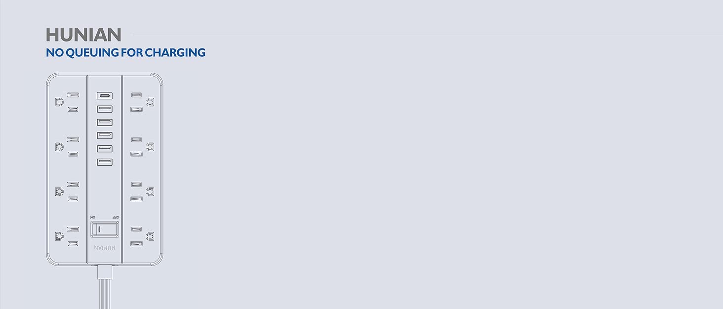 Flat Plug Power Strip with USB Ports 