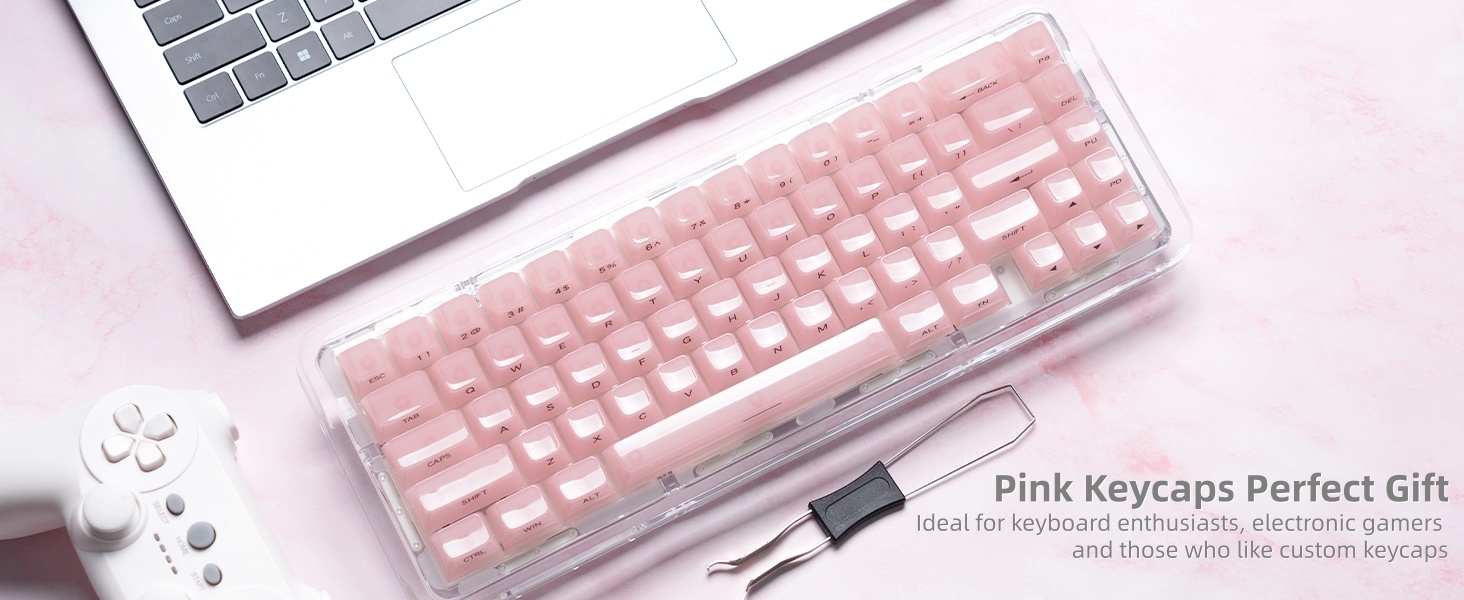 Womier Keycaps Jelly Pink - Ceramic Keycaps Style, Clear Keyboard Key Cap