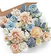 Udoula Blush Artificial Flowers Combo Pack, Faux Cream Flowers Wedding Combo Arrangement for DIY ...