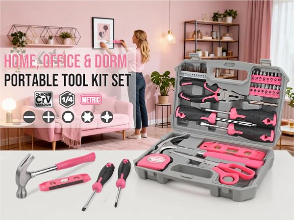 Tool Box Tool Set pink tool kit pink tool sets women household tool kit lady tool kit mini tool kit