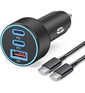 for iPhone 16/15 Pro Car Charger, 3-Port 67W Super Fast Charging USB C Car Charger Cigarette Ligh...