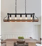 MEIXISUE Rustic Kitchen Island Dining Room Light Fixture Farmhouse Linear Chandelier Black and Re...
